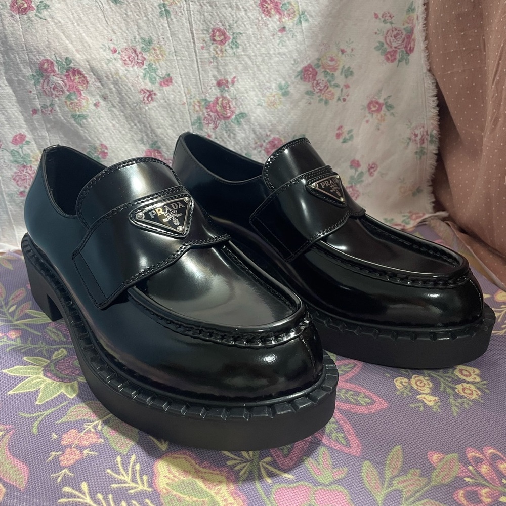 Prada Triangular Logo Loafers - Picture 2 of 6